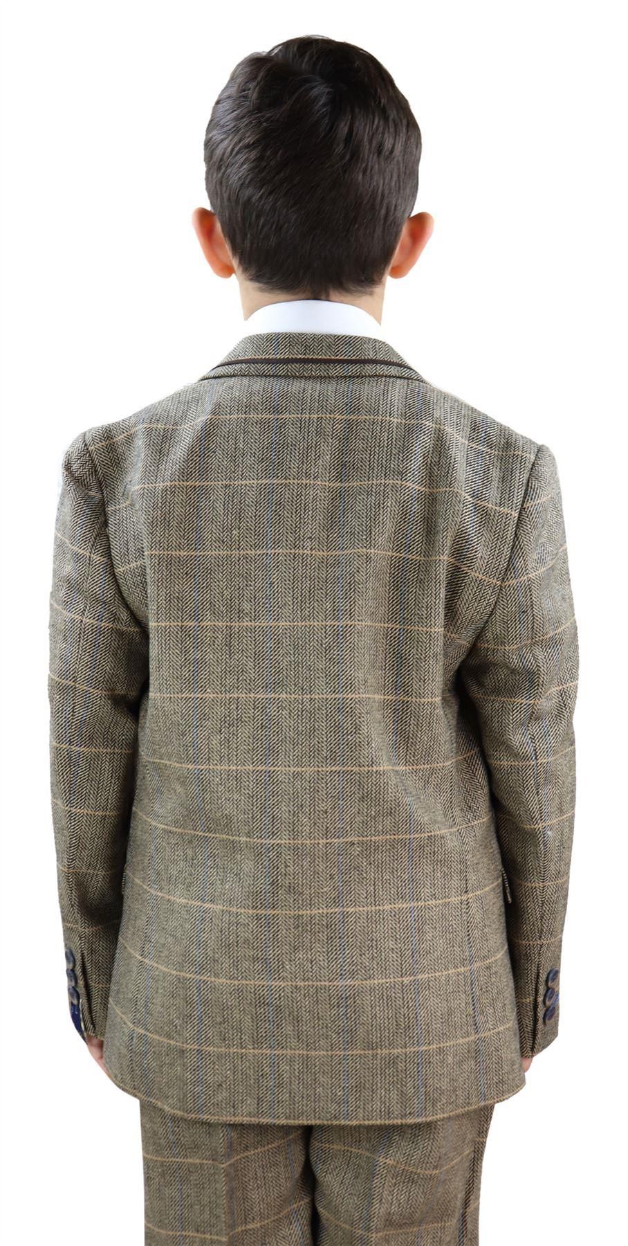 Dječačko smeđe-smeđe tvidasto odijelo od 3 dijela - Peaky Blinders Suit Albert