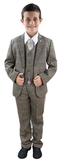 Dječačko smeđe-smeđe tvidasto odijelo od 3 dijela - Peaky Blinders Suit Albert