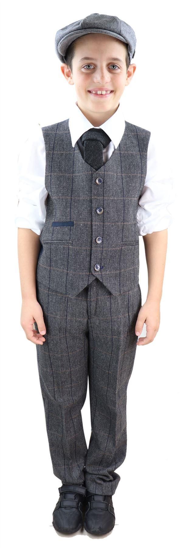 Dječačko sivo tvidasto odijelo Peaky Blinders od 3 dijela Albert - Vjenčano odijelo