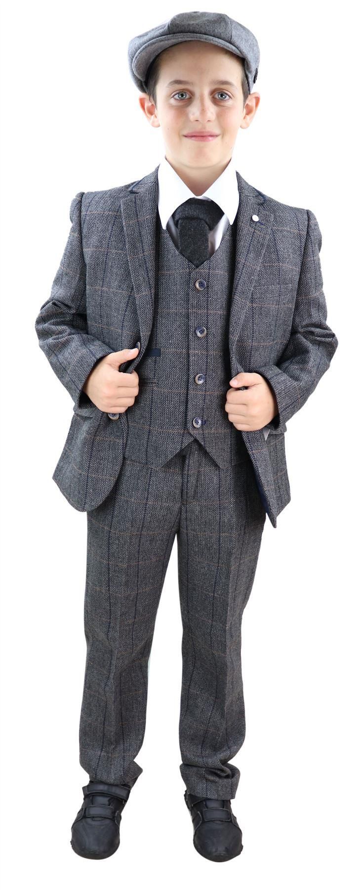 Dječačko sivo tvidasto odijelo Peaky Blinders od 3 dijela Albert - Vjenčano odijelo