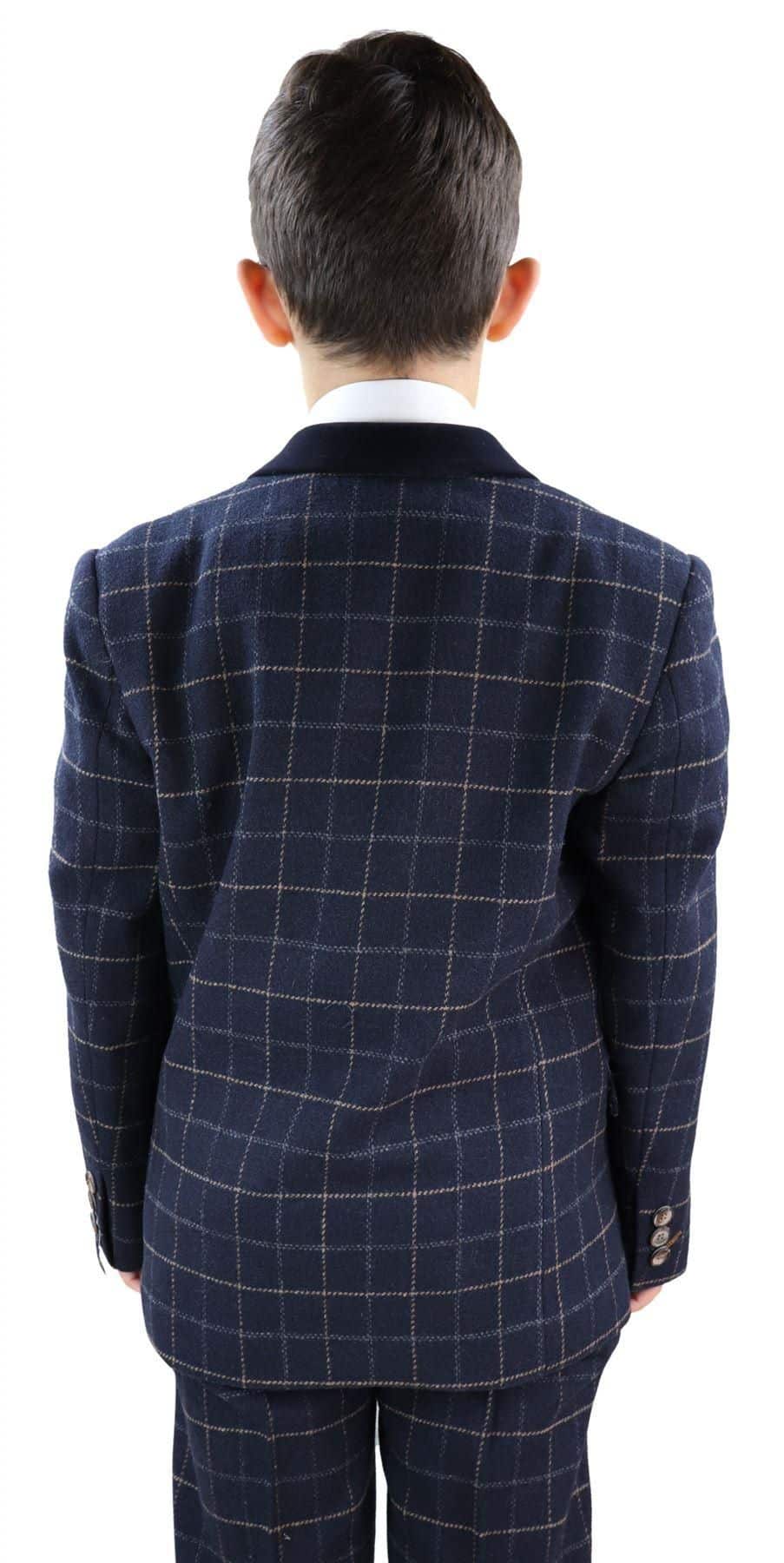 Dječje tamnoplavo karirano odijelo od 3 dijela - Peaky Blinders Suit Shelby