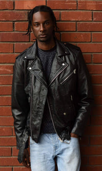 Prava koža Brando - Muška Brando jakna s križnim zatvaračem - crna