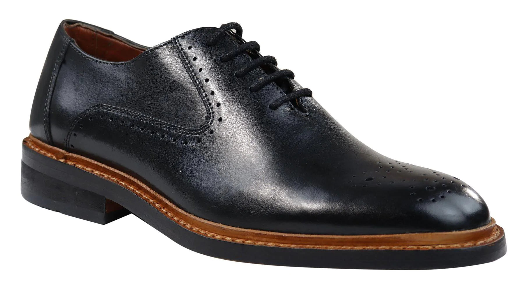 Muške brogue oxford cipele, smeđe, crne, s vezicama, kožne, Goodyear, s rubom