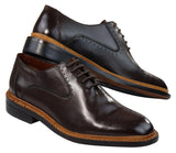 Muške brogue oxford cipele, smeđe crne, s vezicama, kožne, Goodyear, s rubom