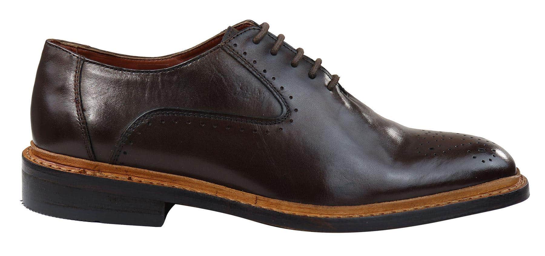 Muške brogue oxford cipele, smeđe crne, s vezicama, kožne, Goodyear, s rubom