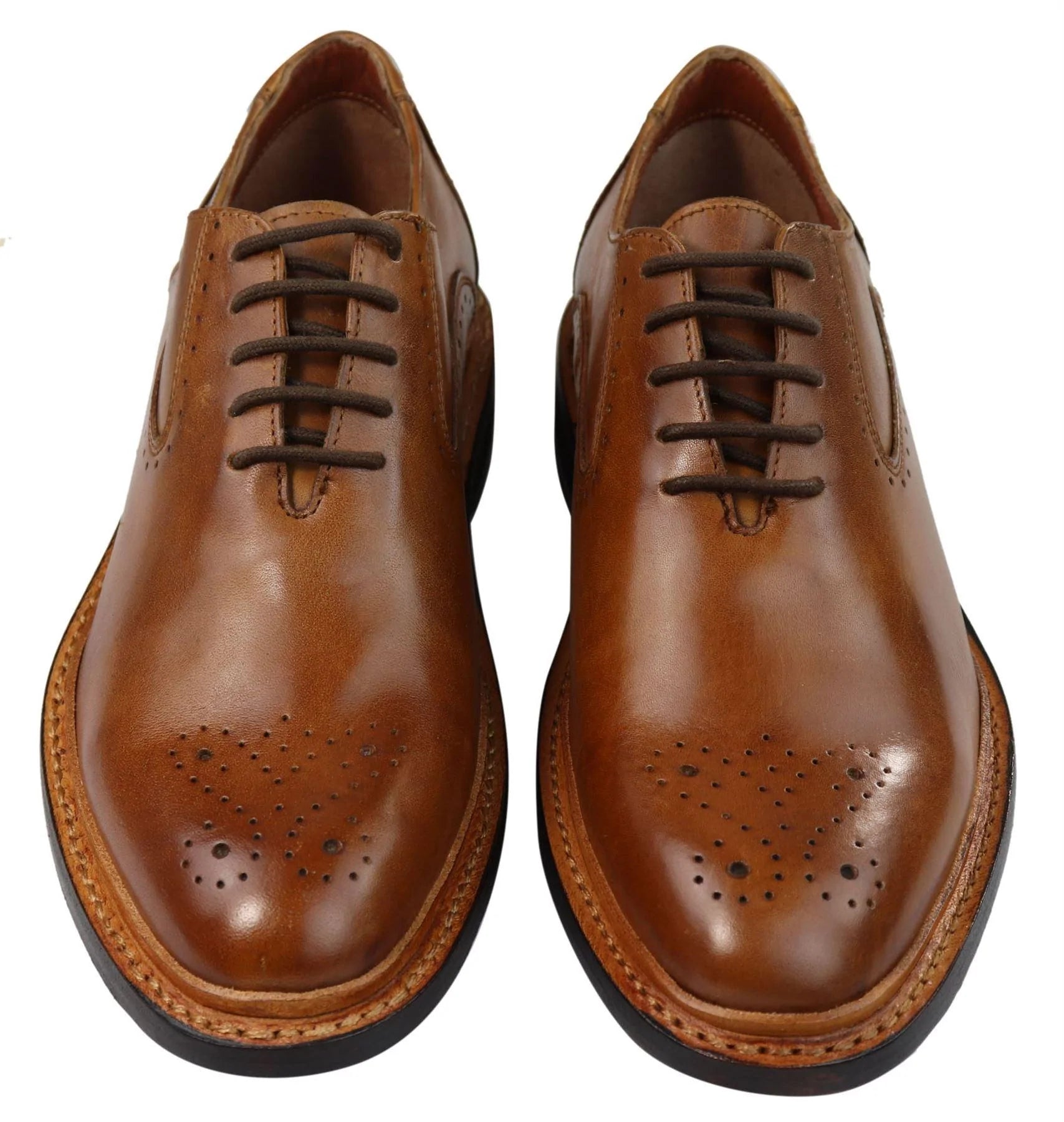 Muške brogue oxford cipele, smeđe, crne, s vezicama, kožne, Goodyear, s rubom