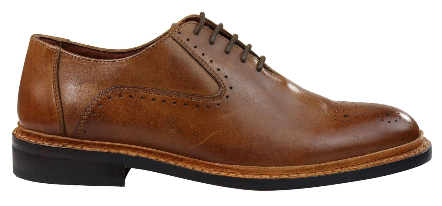 Muške brogue oxford cipele, smeđe, crne, s vezicama, kožne, Goodyear, s rubom