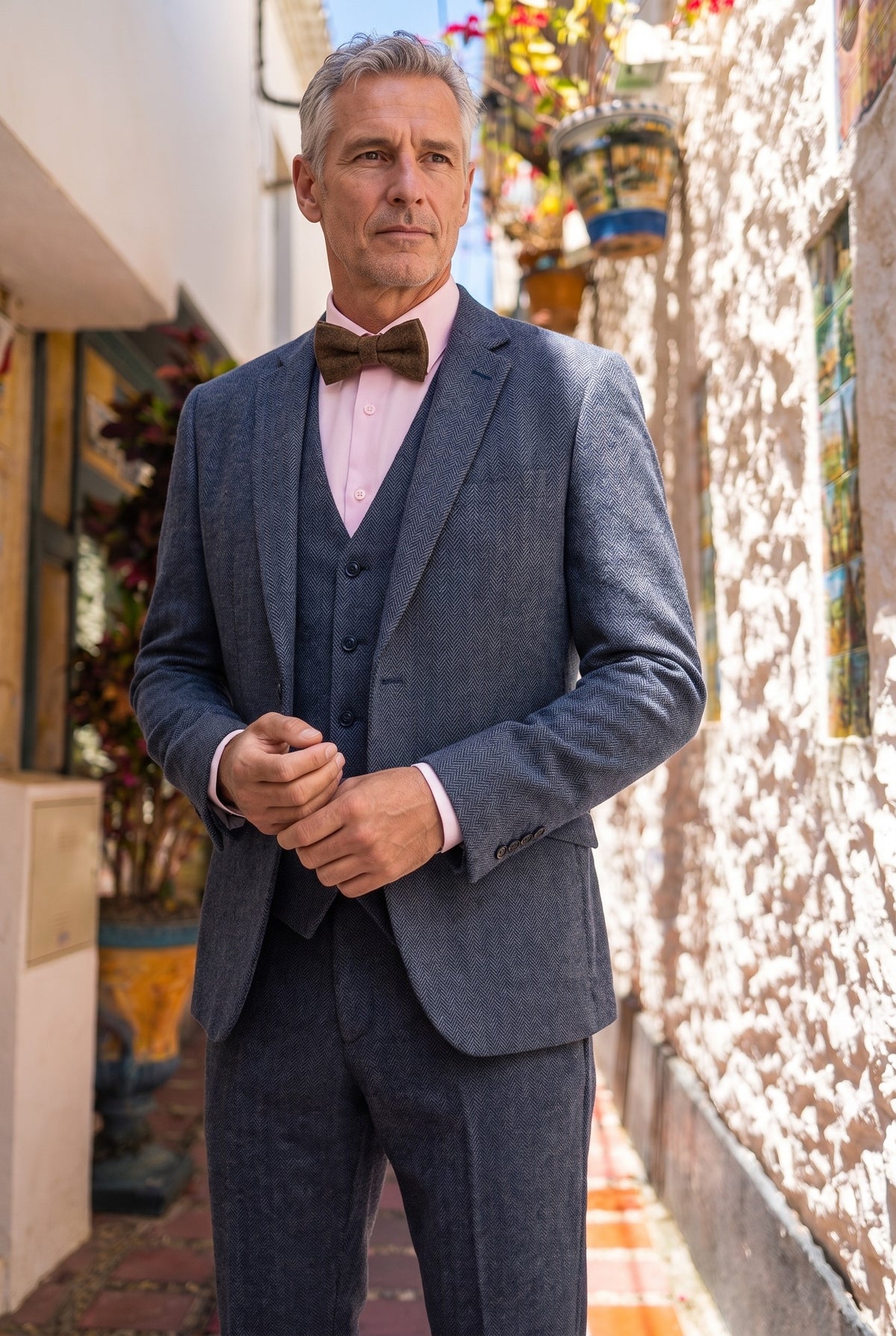 Look #956 styled with Thomas - Muško tamnoplavo odijelo od tvida s 3 dijela