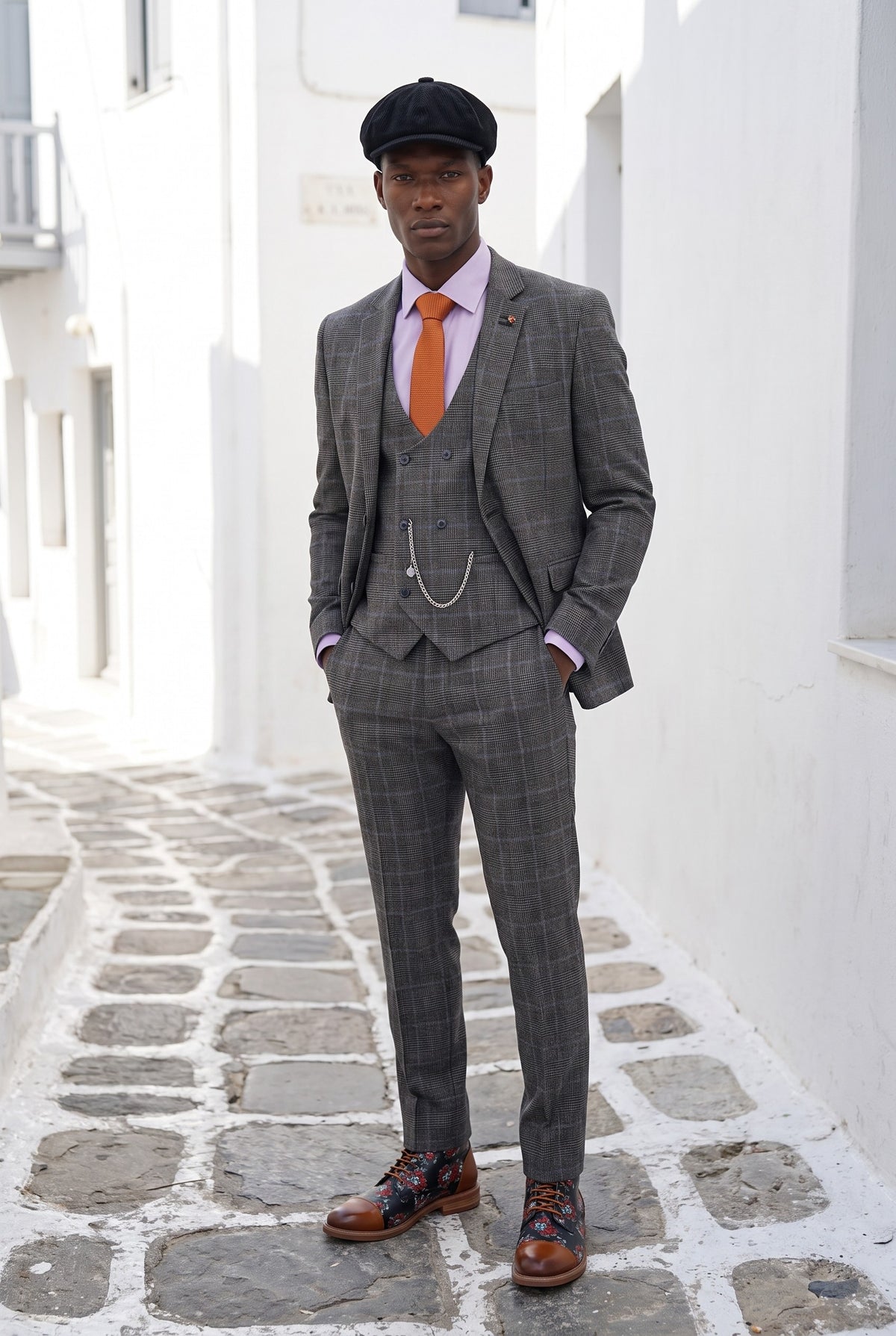 Look #994 styled with Cavani Power - Sivo odijelo Glen Check s 3 dijela