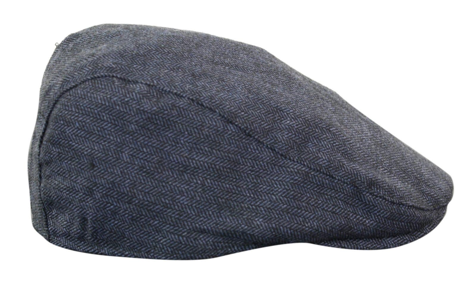 Cavani Martez šešir - Muški dedin šešir tamnoplave boje, ravna kapa, riblja kost, vintage retro Del Boy, klasični Gatsby, Peaky Blinders