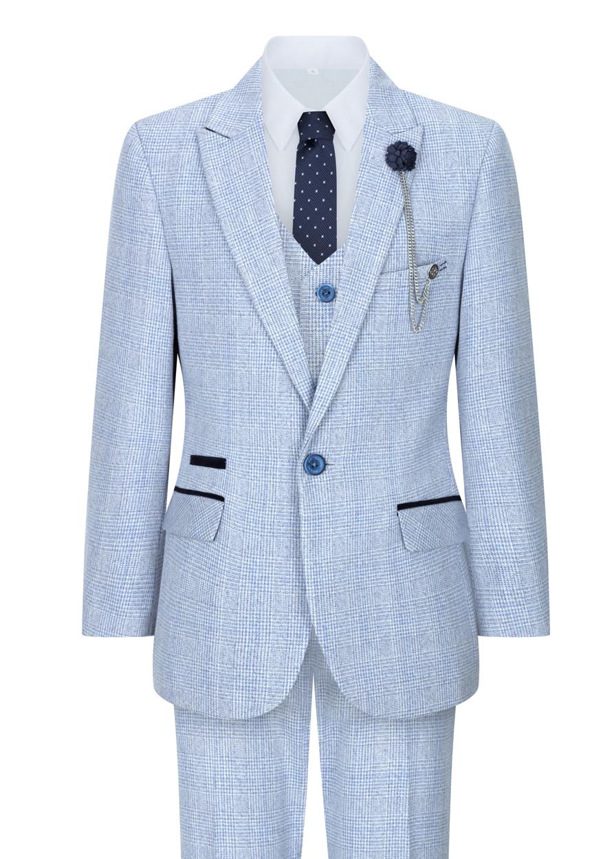 Dječje odijelo od 3 dijela, tvid, svijetloplavi kroj, vjenčanje, Peaky Classic