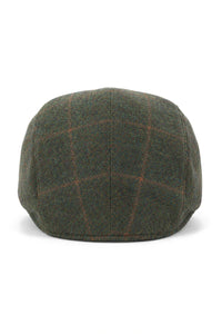 Cavani Kempson ravna kapa - muški tvid vuneni karirani šešir Grandad Vintage - maslinasto zelena/mornarsko plava