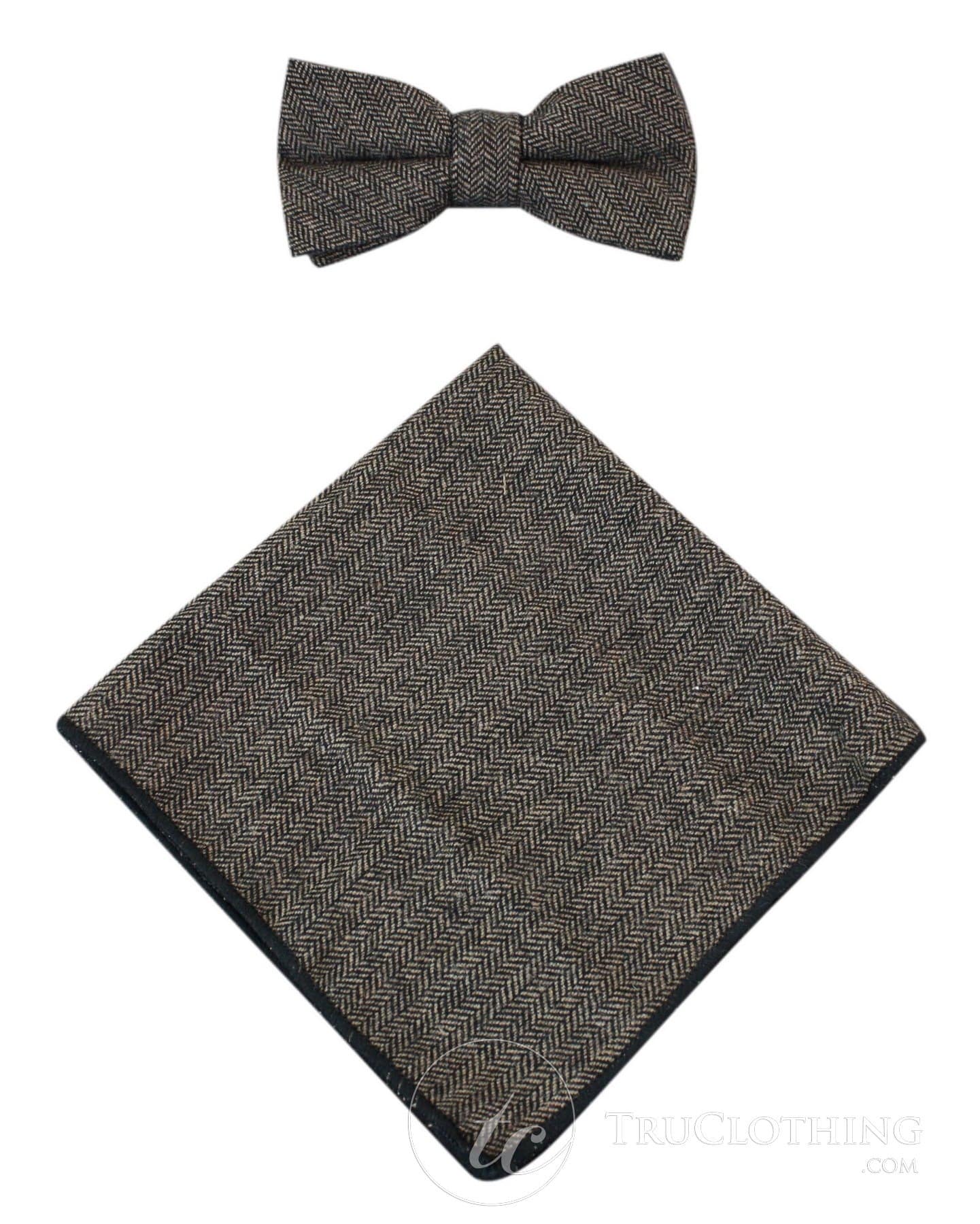 Cavani Martez leptir-mašna - Muška leptir-mašna s tvidom i uzorkom riblje kosti, retro vintage, klasična, Peaky Blinders