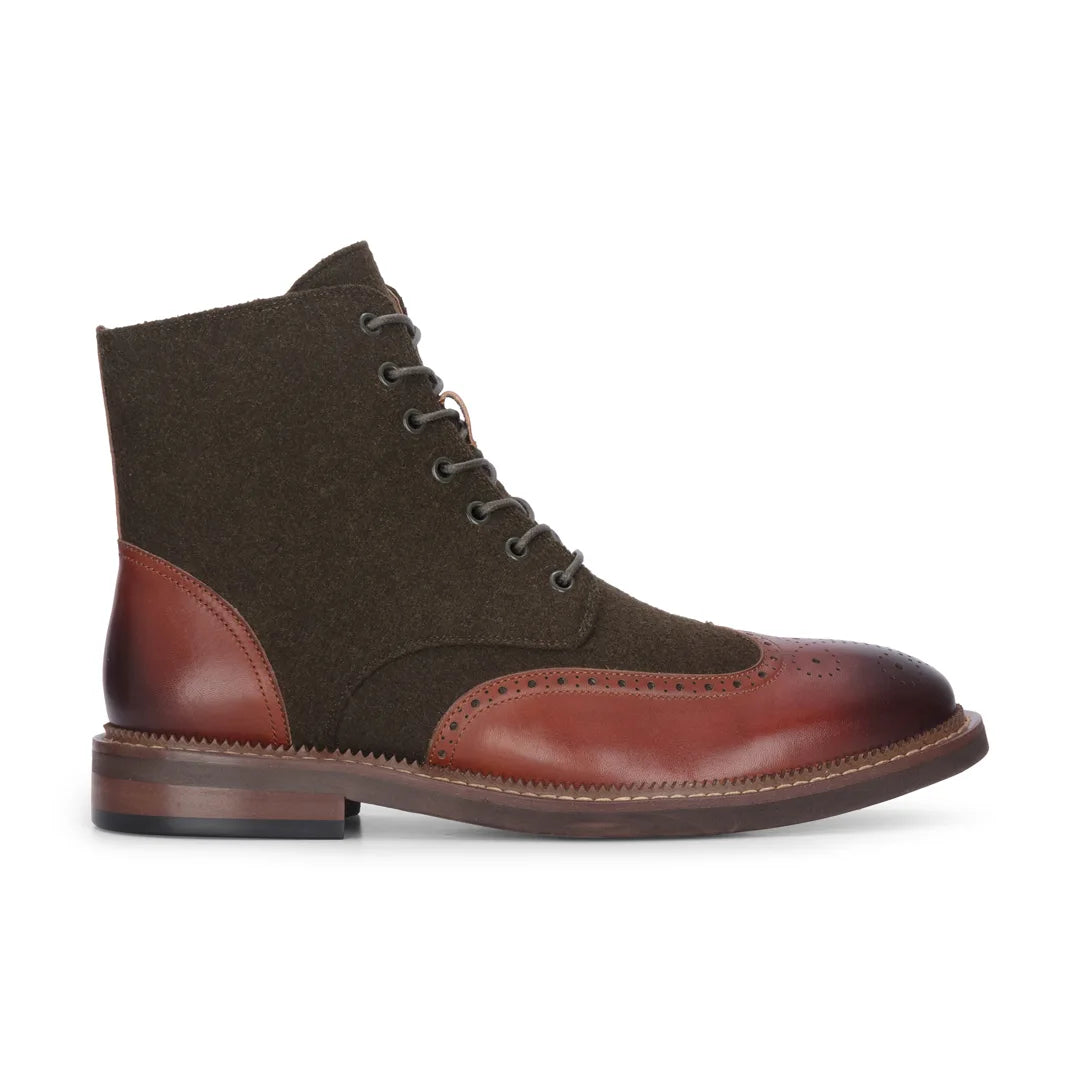Clifford - Muške kaki smeđe brogue kožne gležnjače