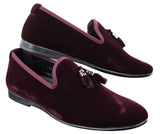 Elong dd0019 - Muške baršunaste cipele s resama i antilopom, elegantne i ležerne, boje vina i tamnoplave