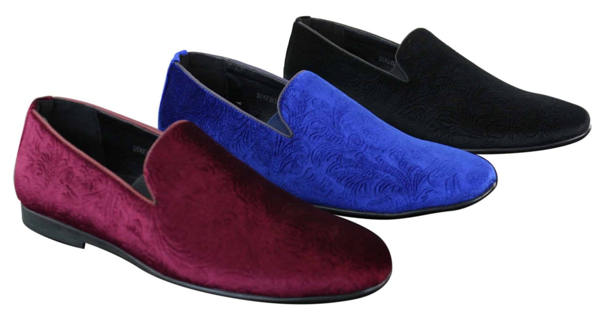 Elong DD0083 - Muške baršunaste cipele s paisley uzorkom, mokasinke, elegantne, ležerne, boje vina, tamnoplave, crne