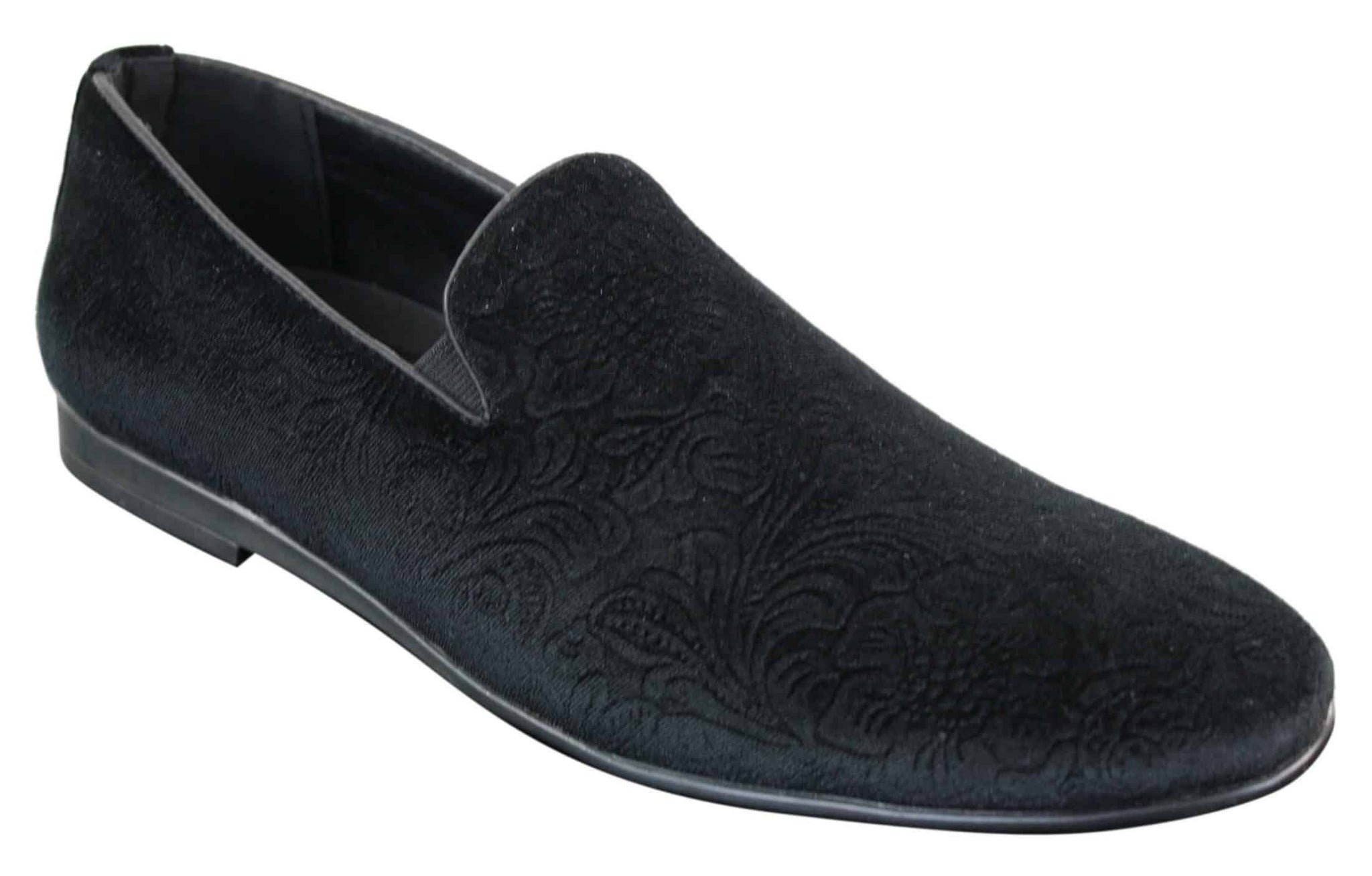 Elong DD0083 - Muške baršunaste cipele s paisley uzorkom, mokasinke, elegantne, ležerne, boje vina, tamnoplave, crne