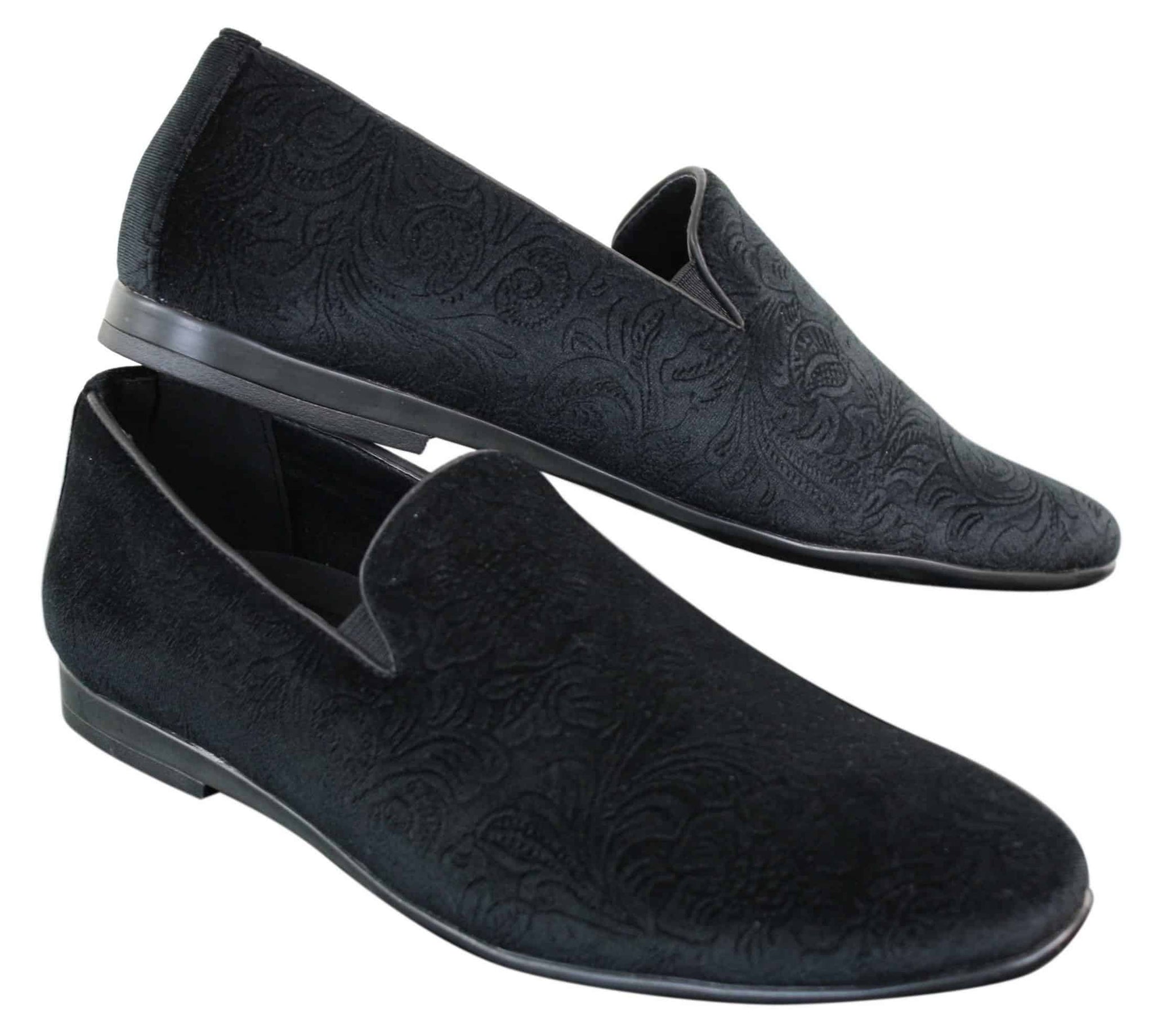 Elong DD0083 - Muške baršunaste cipele s paisley uzorkom, mokasinke, elegantne, ležerne, boje vina, tamnoplave, crne