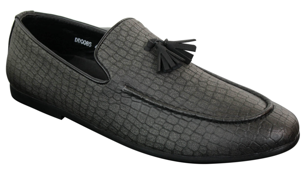 Elong DD0085 - Muške mokasine od zmijske krokodilske kože, PU, slip-on resicama, udobne vintage cipele