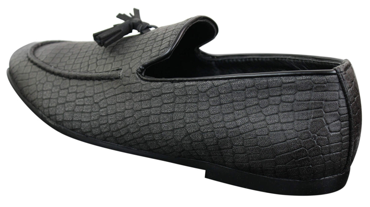 Elong DD0085 - Muške mokasine od zmijske krokodilske kože, PU, slip-on resicama, udobne vintage cipele