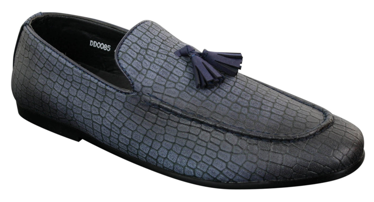 Elong DD0085 - Muške mokasine od zmijske krokodilske kože, PU, slip-on resicama, udobne vintage cipele