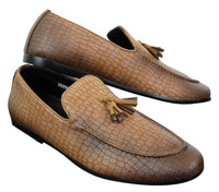 Elong DD0085 - Muške mokasine od zmijske krokodilske kože, PU, slip-on resicama, udobne vintage cipele