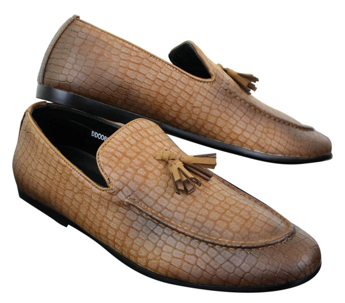 Elong DD0085 - Muške mokasine od zmijske krokodilske kože, PU, slip-on resicama, udobne vintage cipele