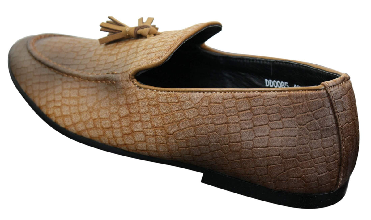 Elong DD0085 - Muške mokasine od zmijske krokodilske kože, PU, slip-on resicama, udobne vintage cipele