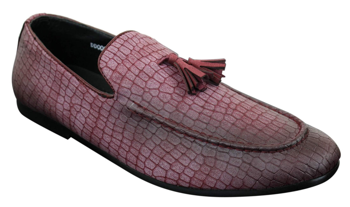 Elong DD0085 - Muške mokasine od zmijske krokodilske kože, PU, slip-on resicama, udobne vintage cipele