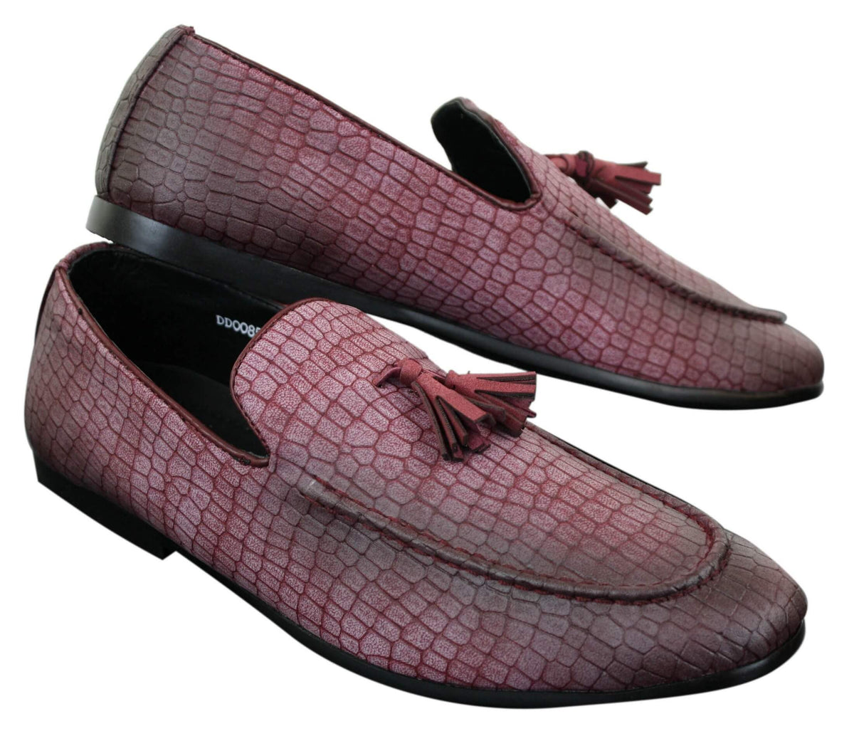 Elong DD0085 - Muške mokasine od zmijske krokodilske kože, PU, slip-on resicama, udobne vintage cipele