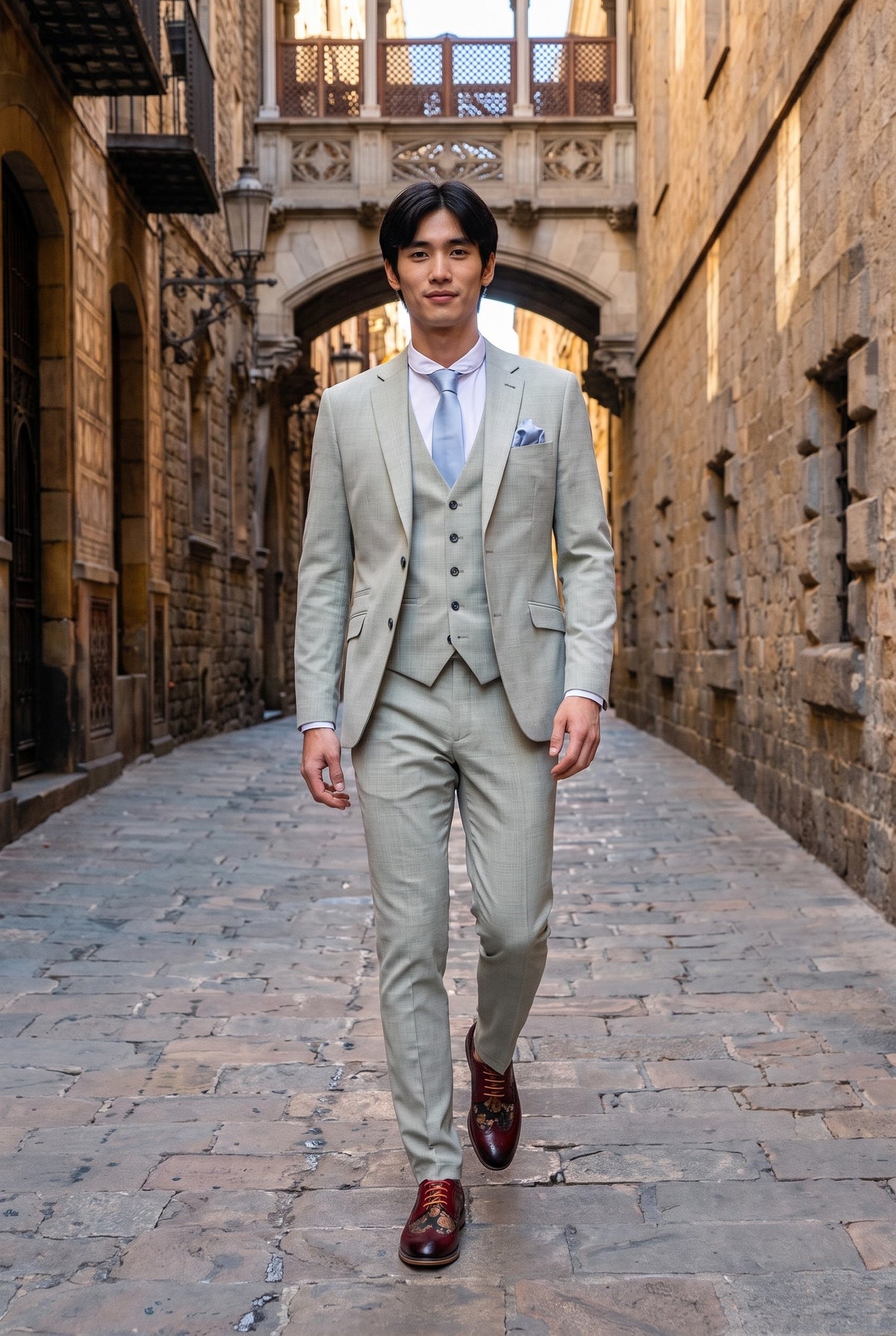 Look #238 styled with Camden - Muško zeleno odijelo od 3 dijela kroja
