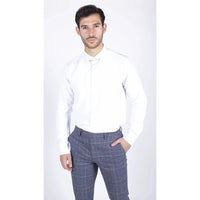 Muška bijela poplin košulja s kopčanjem i šnalom, svečana klasika