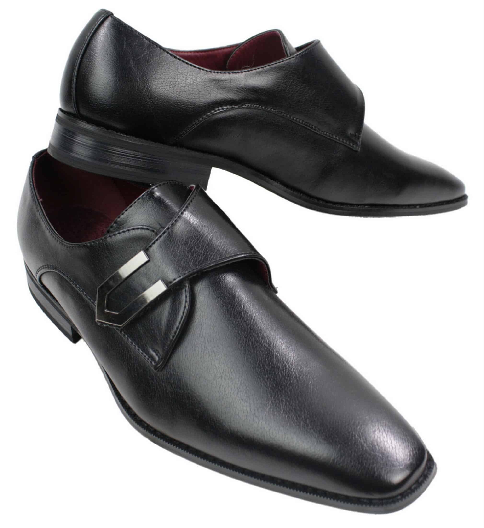 Muške smeđe, crne kožne cipele talijanskog dizajna s metalnom kopčom, elegantne