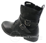 Muške punk rock goth emo gležnjače s smeđom i crnom kožnom kopčom
