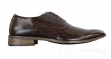 Elong EL0536 - Muške elegantne formalne cipele s vezicama, smeđe i crne, od zmijske sjajne lakirane kože, klasične