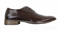 Elong EL0536 - Muške elegantne formalne cipele s vezicama, smeđe i crne, od zmijske sjajne lakirane kože, klasične