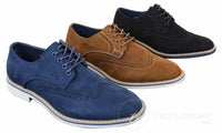 Elong EL0635 - Muške elegantne ležerne brogue cipele od brušene kože s nubukom