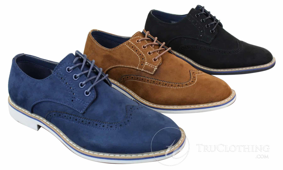Elong EL0635 - Muške elegantne ležerne brogue cipele od brušene kože s nubukom