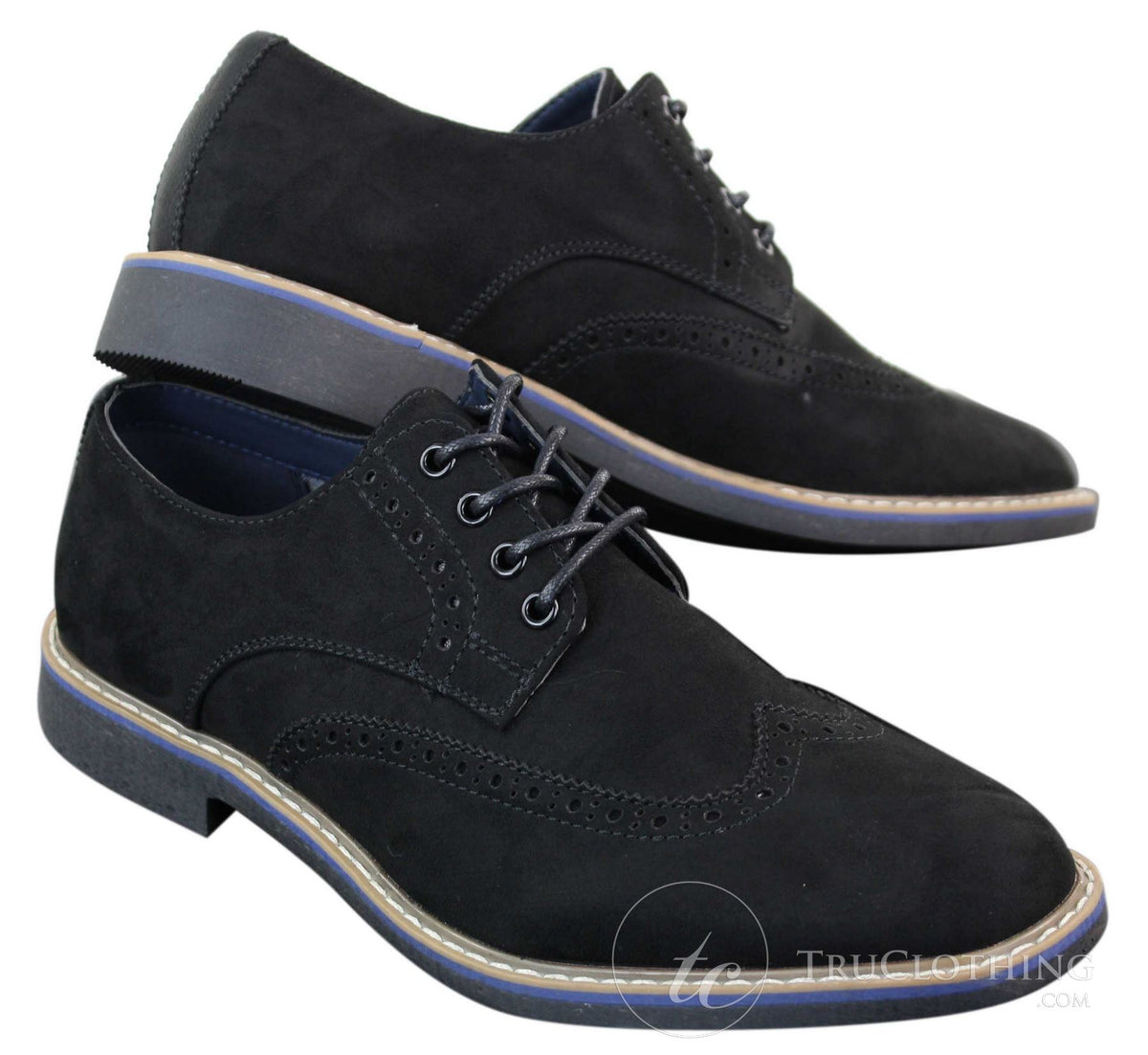 Elong EL0635 - Muške elegantne ležerne brogue cipele od brušene kože s nubukom