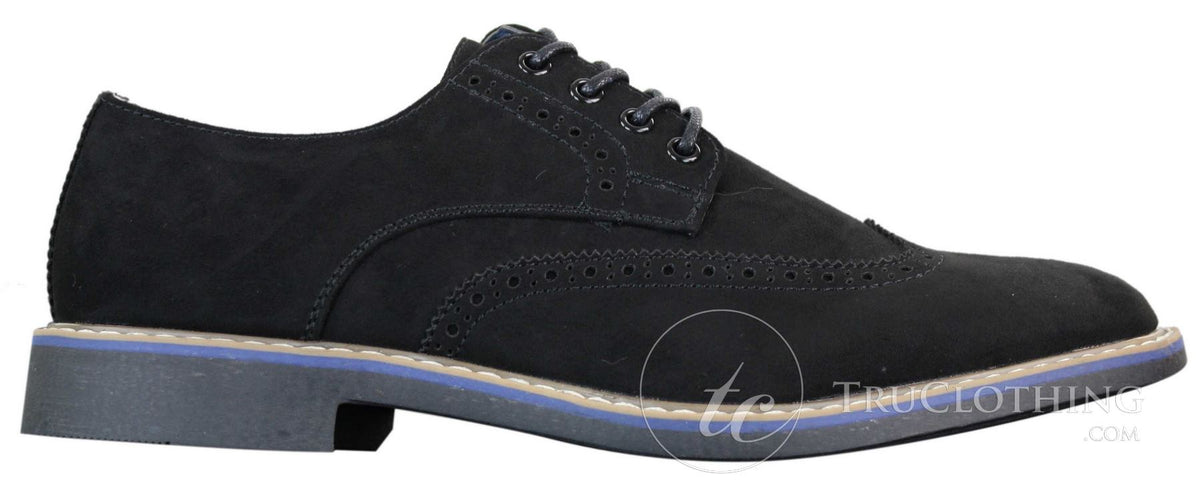 Elong EL0635 - Muške elegantne ležerne brogue cipele od brušene kože s nubukom