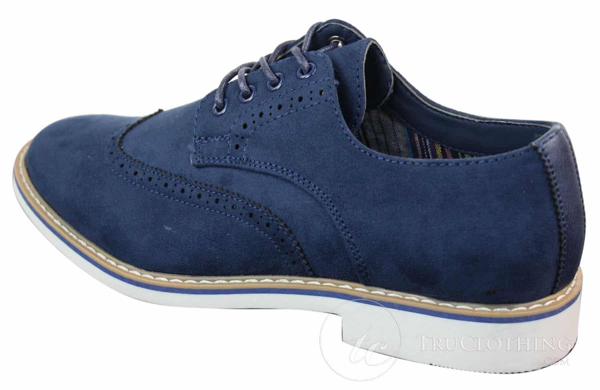 Elong EL0635 - Muške elegantne ležerne brogue cipele od brušene kože s nubukom