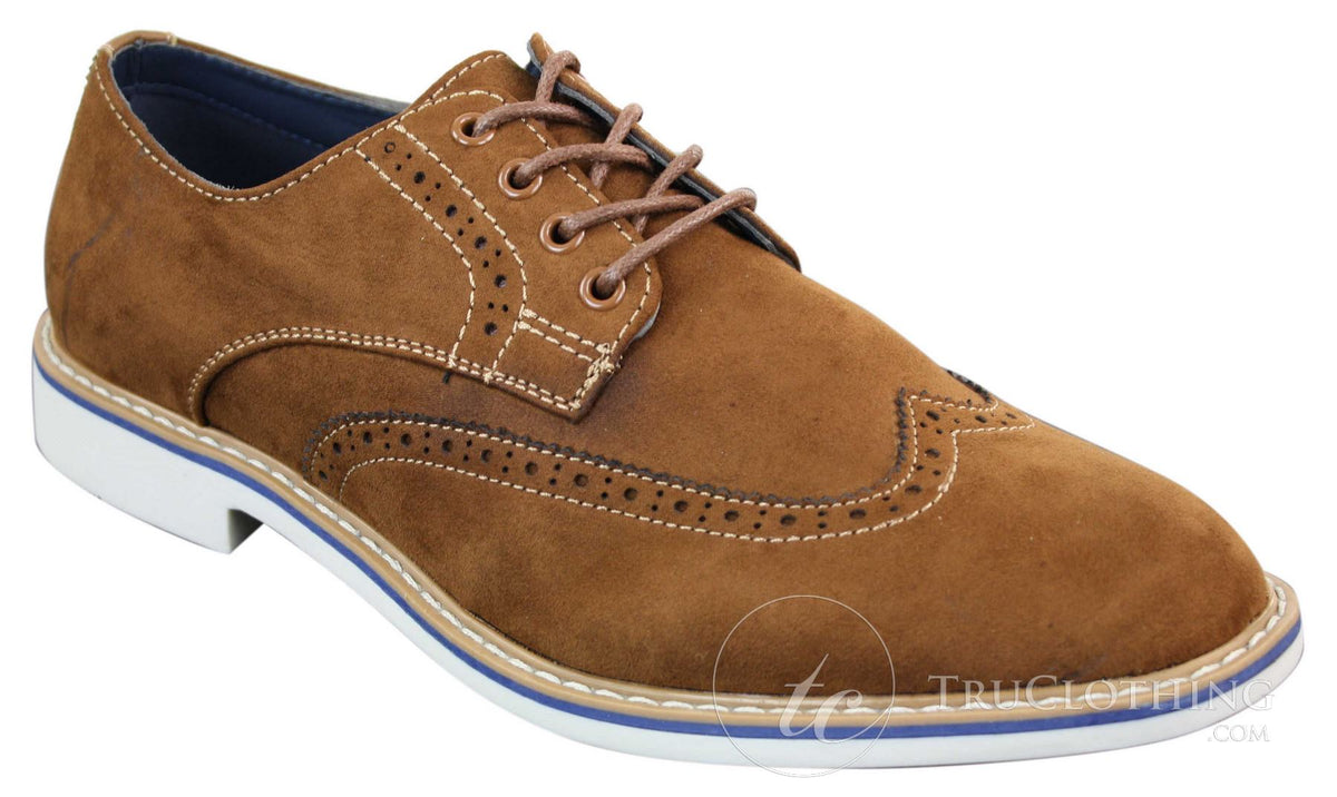 Elong EL0635 - Muške elegantne ležerne brogue cipele od brušene kože s nubukom