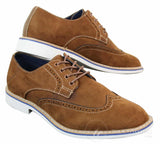Elong EL0635 - Muške elegantne ležerne brogue cipele od brušene kože s nubukom