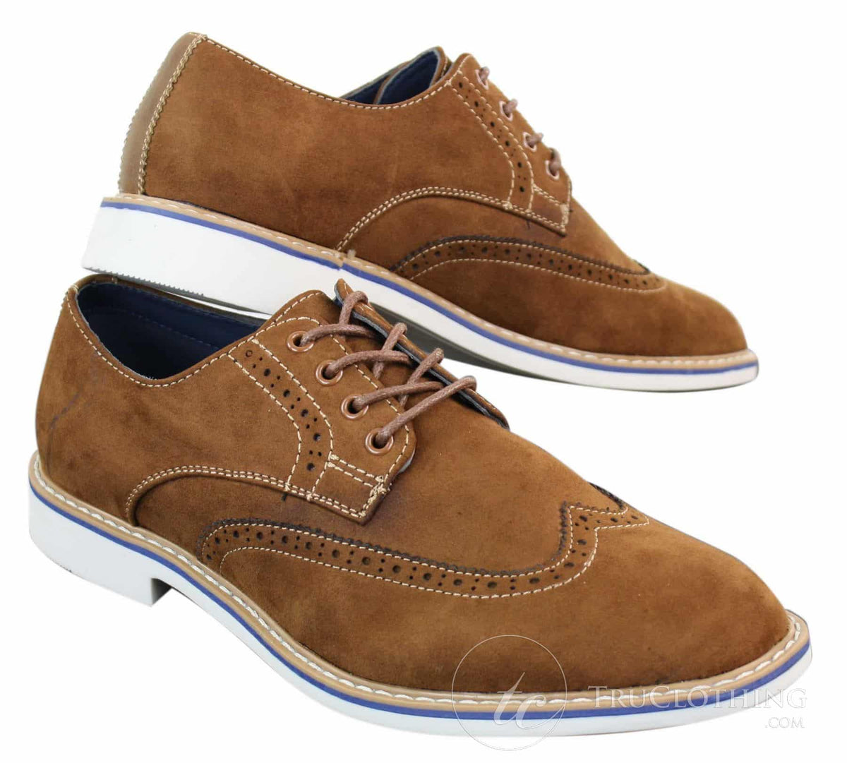 Elong EL0635 - Muške elegantne ležerne brogue cipele od brušene kože s nubukom