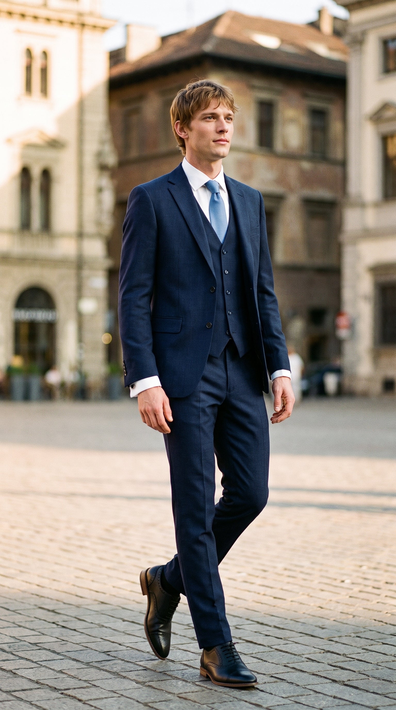 Look #822 styled with James - Muško tamnoplavo vuneno odijelo kroja od 3 dijela