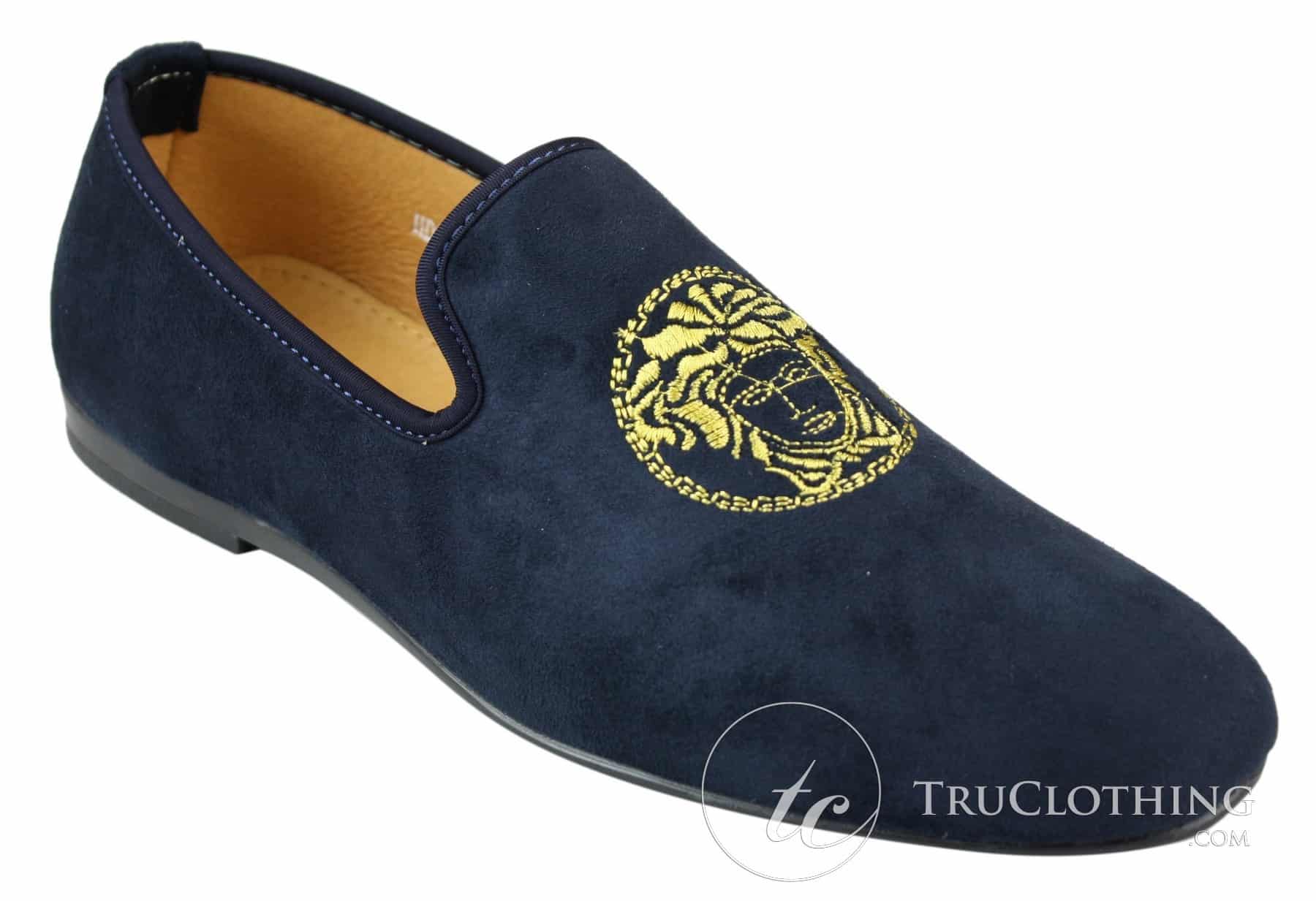 Fiorello HD0112-04 - Muške crne Iconic Medusa Slip-On mokasine Mokasine za vožnju od PU antilopa talijanskog porijekla