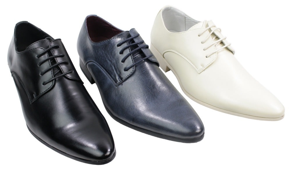 Muške plavo-crne krem bež kožne talijanske cipele s vezicama, elegantne