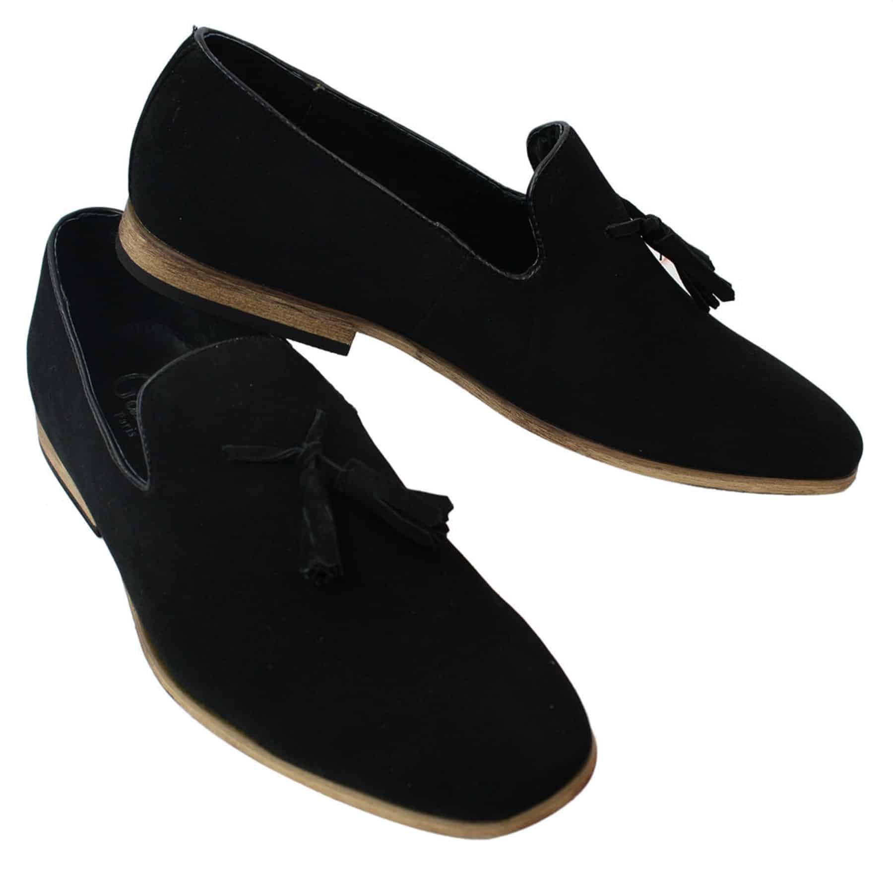 Muške mokasine od brušene kože, slip-on cipele s resama, kožne, crne, udobne