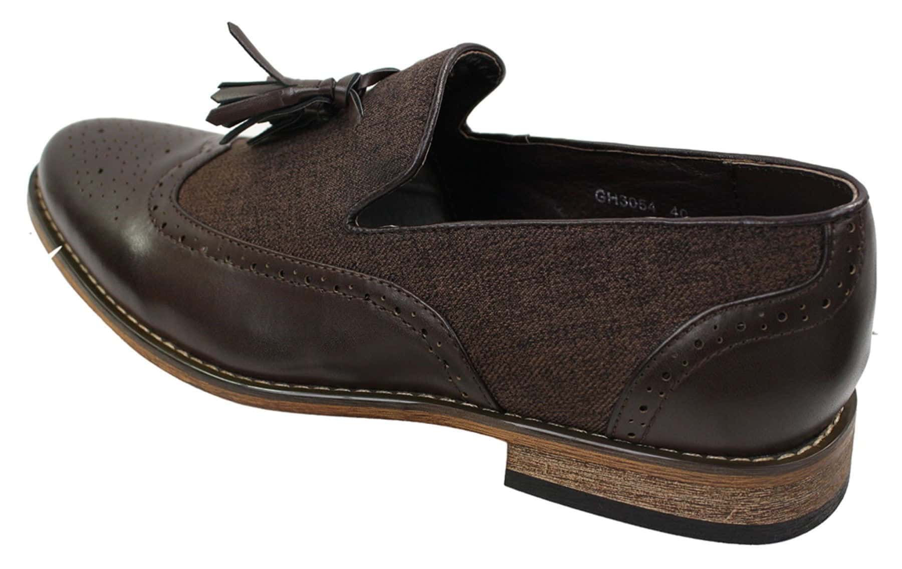 Muške mokasine od tvida i kože, navlake za cipele za vožnju, s resama, vintage retro dizajn