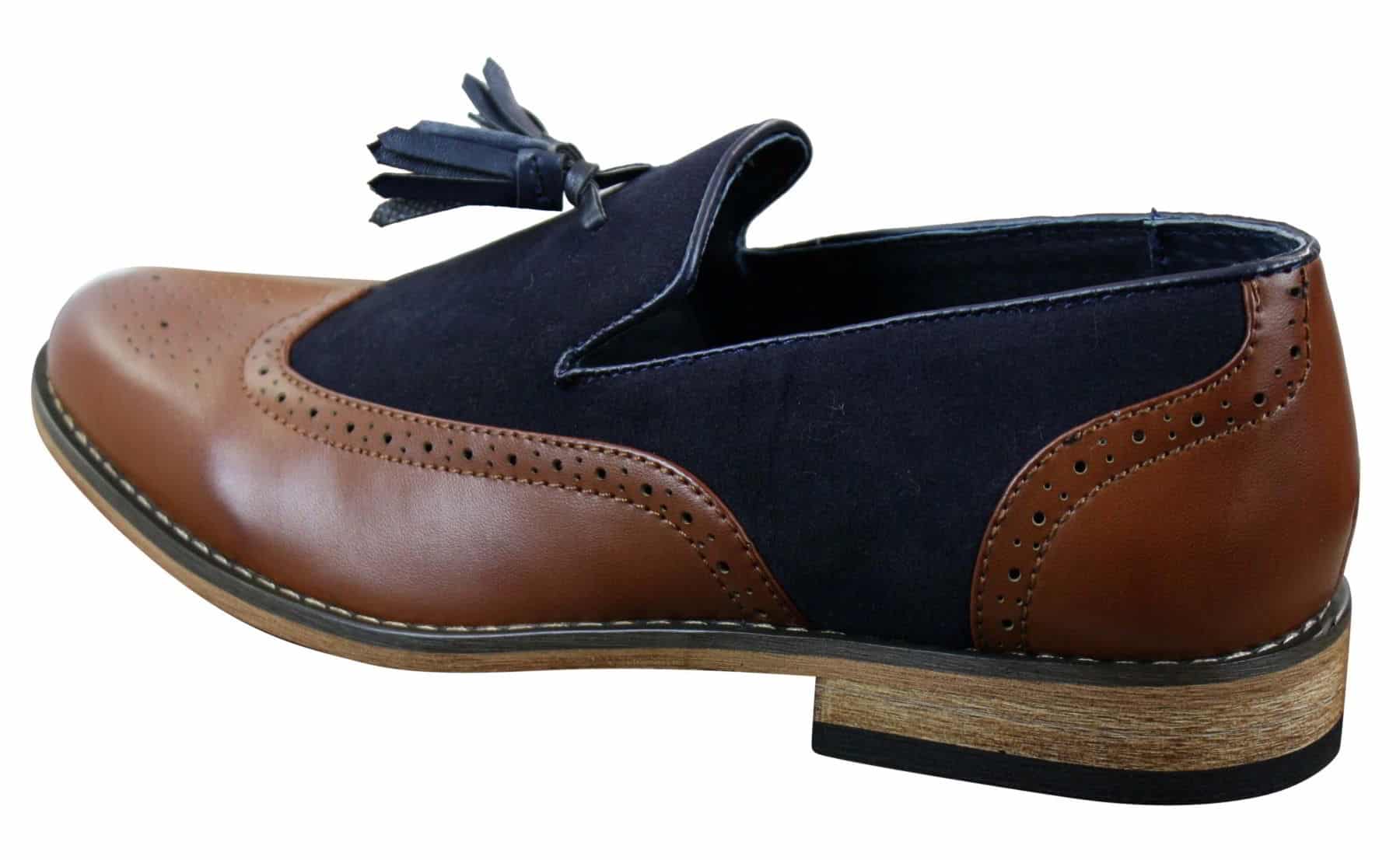 Muške mokasine od tvida i kože, navlake za cipele za vožnju, s resama, vintage retro dizajn